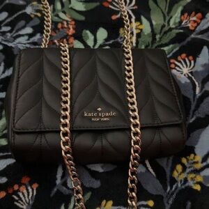 Kate Spade Black Quilted Crossbody with Gold Chain